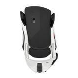 Men's Step On snowboard binding back view with dark high back and textured strap cover
