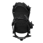 Men's all-black snowboard bindings with textured footbed and highback