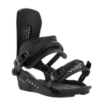 Union Force men’s snowboard binding, black angled view showing base plate and binding hardware