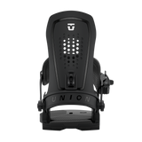 Union Force men’s snowboard binding, black front view with highback and center buckle
