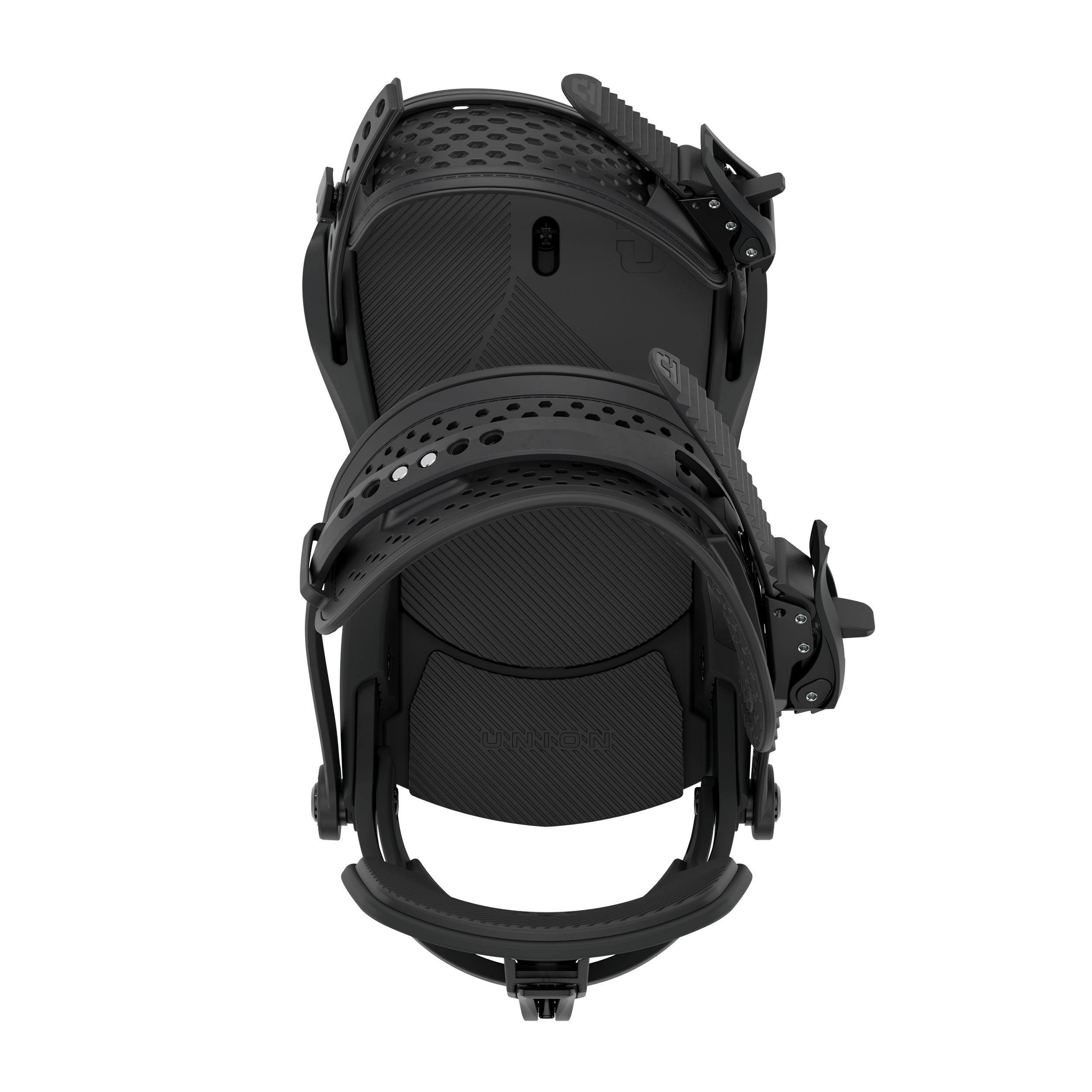 Union Force men's snowboard binding, black with textured base and ankle straps