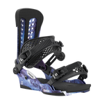 Cosmic blue snowboard binding angled view with UNION heel strap and FORCE.