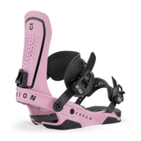 Union Force men's snowboard binding, pink frame with black highback and straps
