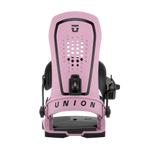 Union Force men's snowboard binding, pink highback with perforated footbed and buckle