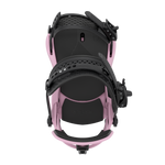 Union Force men’s snowboard binding, pink and black front view with ankle straps