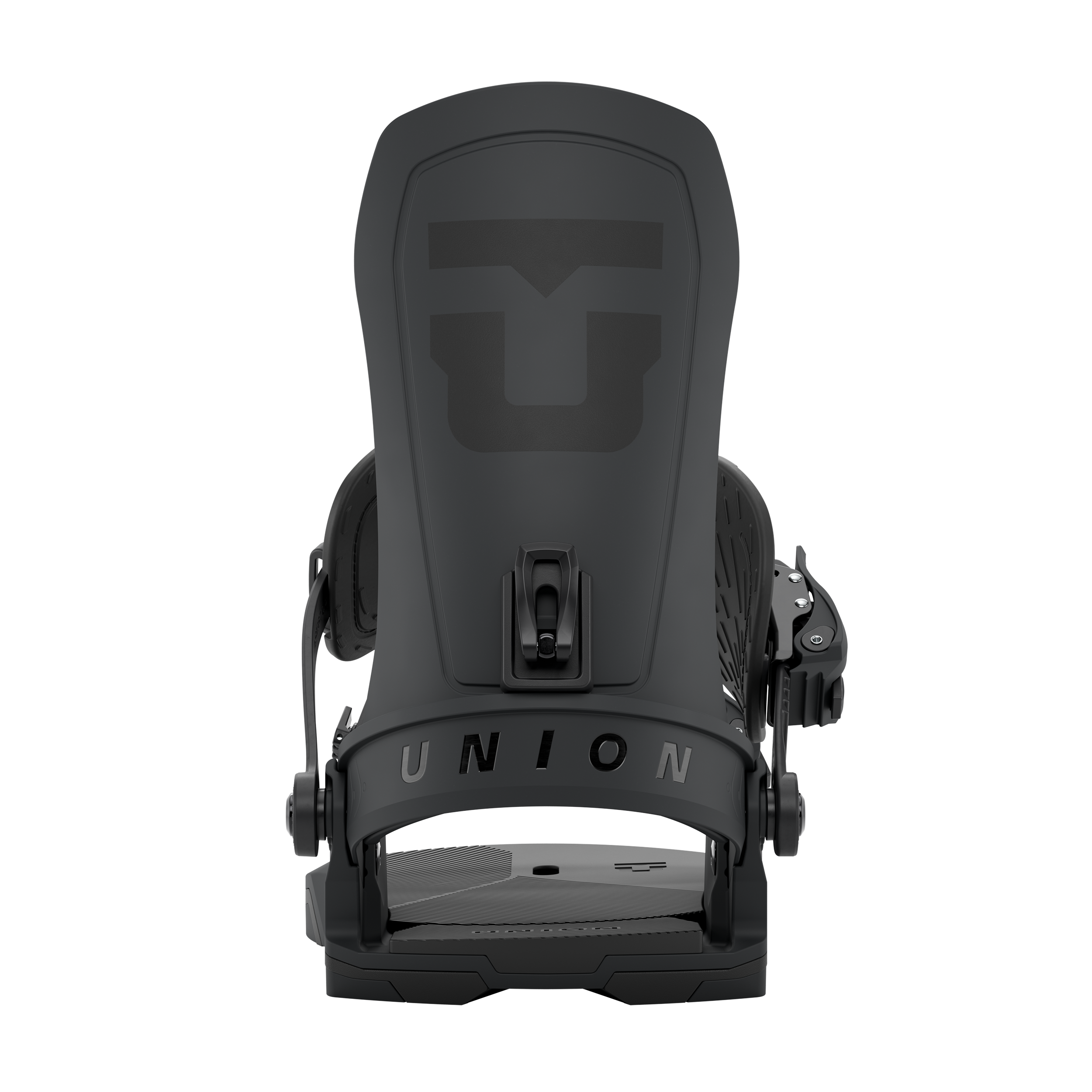 Black snowboard binding with padded straps and Union heel adjuster