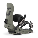 Olive/stone snowboard binding with black straps and FORCE text on base