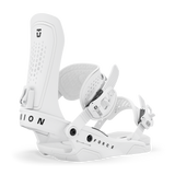 Union Force men’s snowboard binding, white side view with highback and strap system