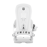 Union Force men’s snowboard binding, white front view with highback and buckle lever
