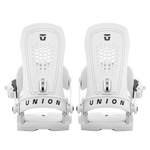 Union Force men’s snowboard binding, white pair front view showing two highbacks