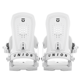 Union Force men’s snowboard binding, white pair front view showing two highbacks