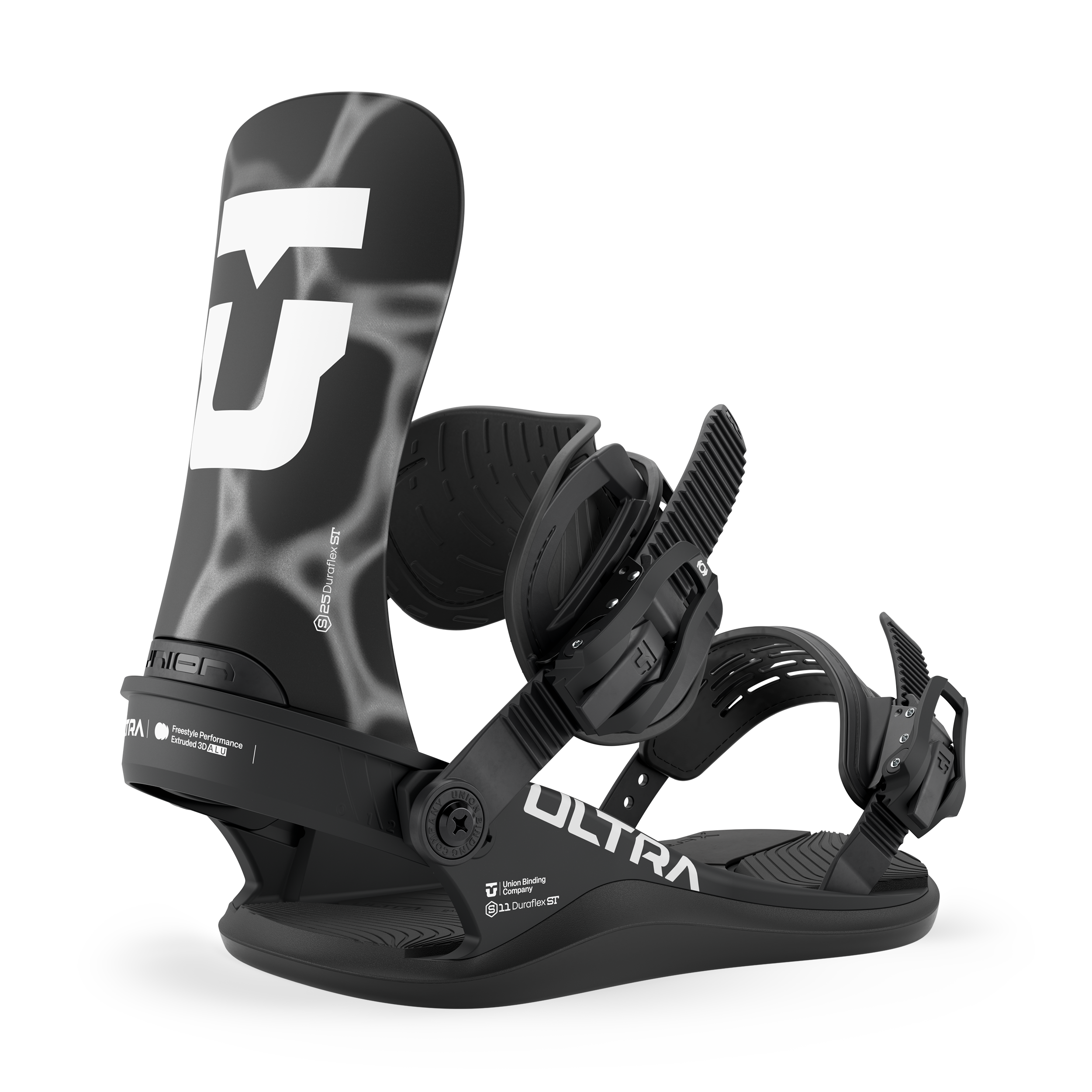 Black men's snowboard binding with ULTRA strap and highback