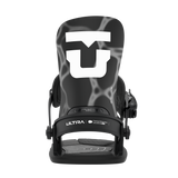 Black men's snowboard binding front view with large T-style logo