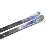 Nordica Unleashed 98 Skis 2026 - A pair of skis with a black base and blue, purple, and pink marbled pattern on top.