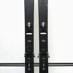 USED - Rossignol Black Ops Holyshred with SPX12 Bindings - A pair of black skis with white lettering and silver bindings.