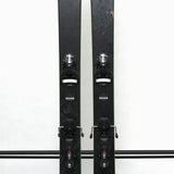 USED - Rossignol Black Ops Holyshred with SPX12 Bindings - A pair of black skis with white lettering and silver bindings.