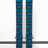 USED - Rossignol Blackops 98 with SPX 12 Demo Bindings - A pair of skis featuring a black base color and silver lettering, with two bindings attached to the top.