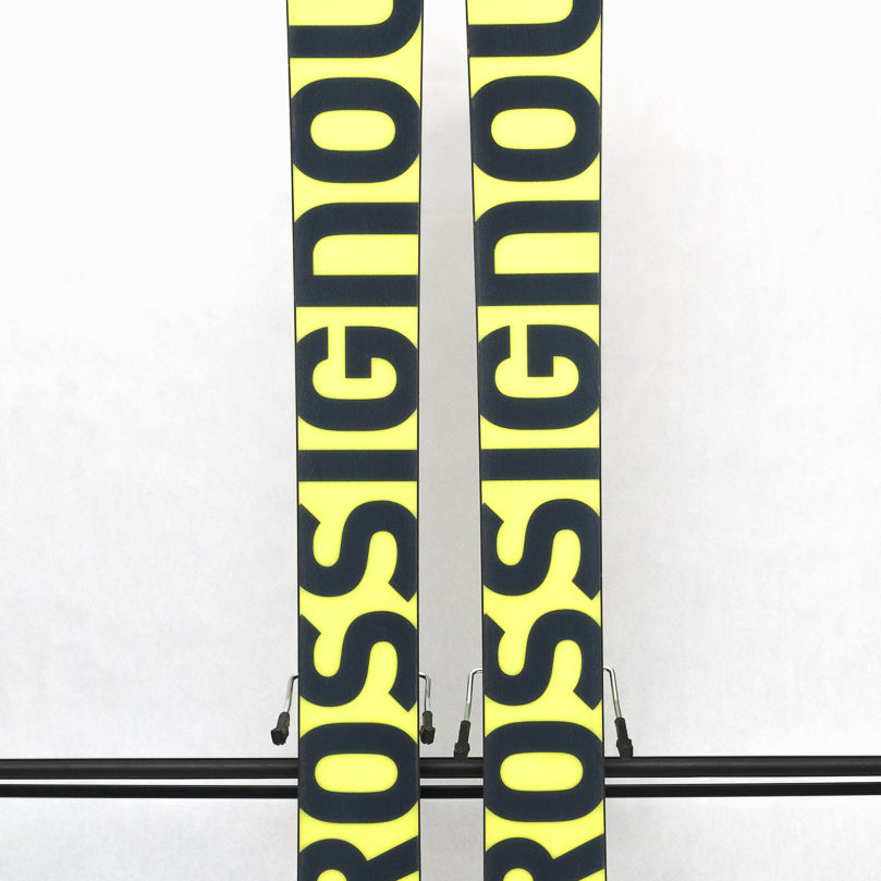 USED - Rossignol Black Ops Sender Ti with SPX 12 Bindings - A black ski with a white logo on top and silver bindings.