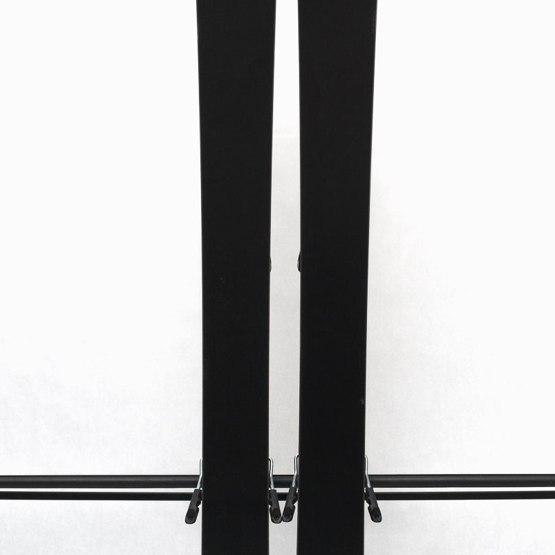 USED - Salomon Stance 90 2022 with STH13 Bindings - A pair of skis featuring a black base and white lettering on the bindings.