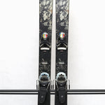 USED - Rossignol Black Ops Escaper with Pivot 12 Bindings - A pair of skis featuring a black and white marbled pattern on the tops, with silver bindings.