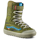 Vans Hi-Standard LL DX Snowboard Boot 2024 - A green snowboard boot with a blue logo on the side and white laces.