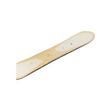 Arbor Verado Rocker Snowboard 2025 - A light-colored snowboard with a subtle wood grain texture and a distinctive rockered shape, featuring three small black dots on its top surface.