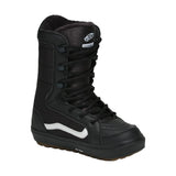 Vans Hi-Standard Linerless Snowboard Boot 2025 - Black snowboard boot with white logo on side and black laces.