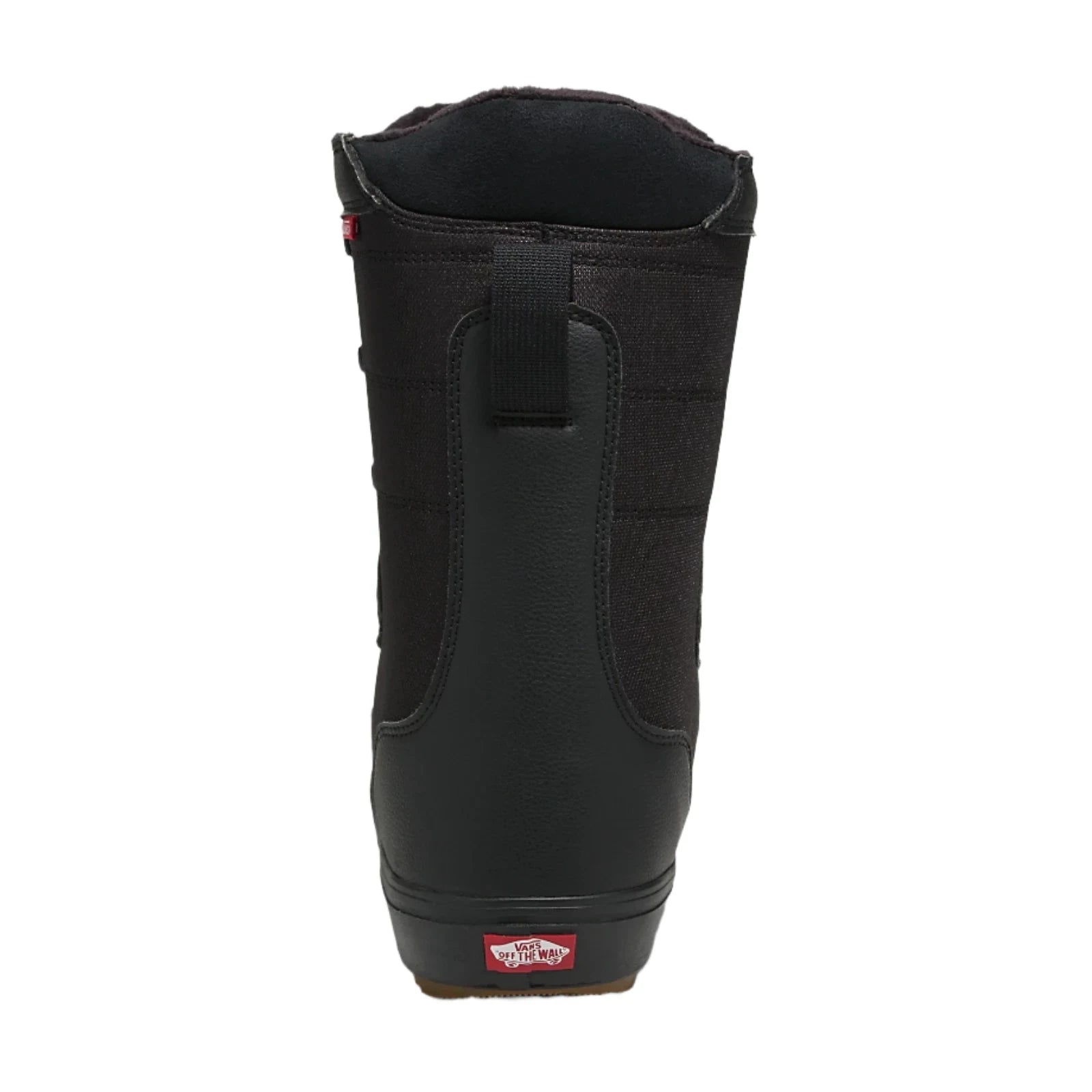 Vans Hi-Standard Linerless Snowboard Boot 2025 - Black snowboard boot with a black strap on top and brown soles.