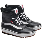 Vans MTE Standard Mid Waterproof Boot 2025 - Black waterproof boots with white laces and a red logo on the tongue.
