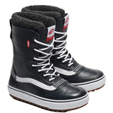 Vans MTE Standard Waterproof Boot 2025 - Black waterproof boots with white laces and a red logo on the side.