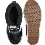 Vans MTE Standard Waterproof Boot 2025 - Black waterproof boots with white trim and a thick, dark gray fleece lining visible inside the boot opening.
