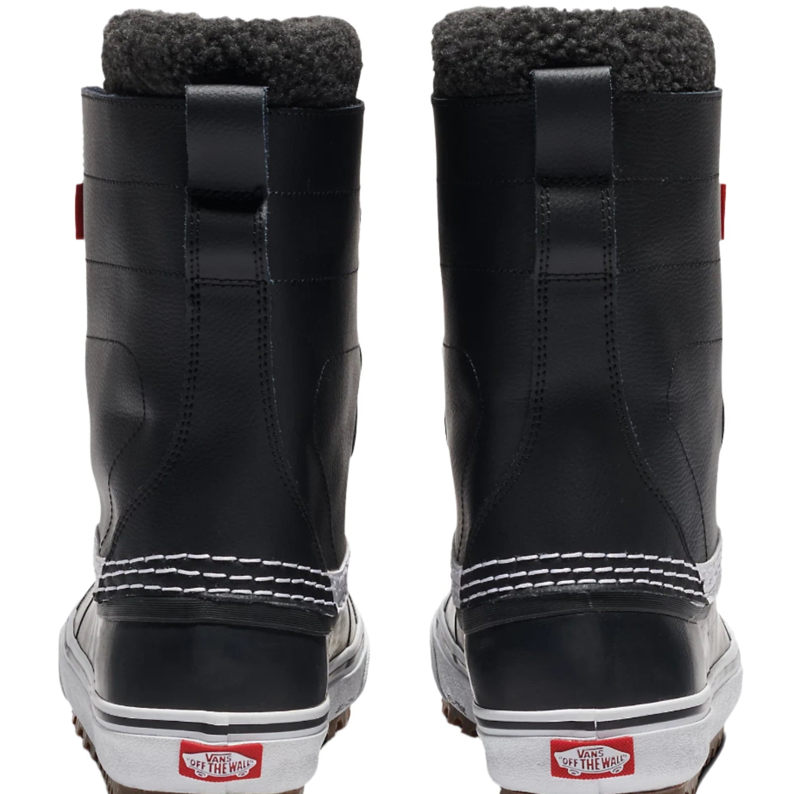 Vans MTE Standard Waterproof Boot 2025 - Black waterproof boots with white stitching and a thick, dark gray fleece lining at top.