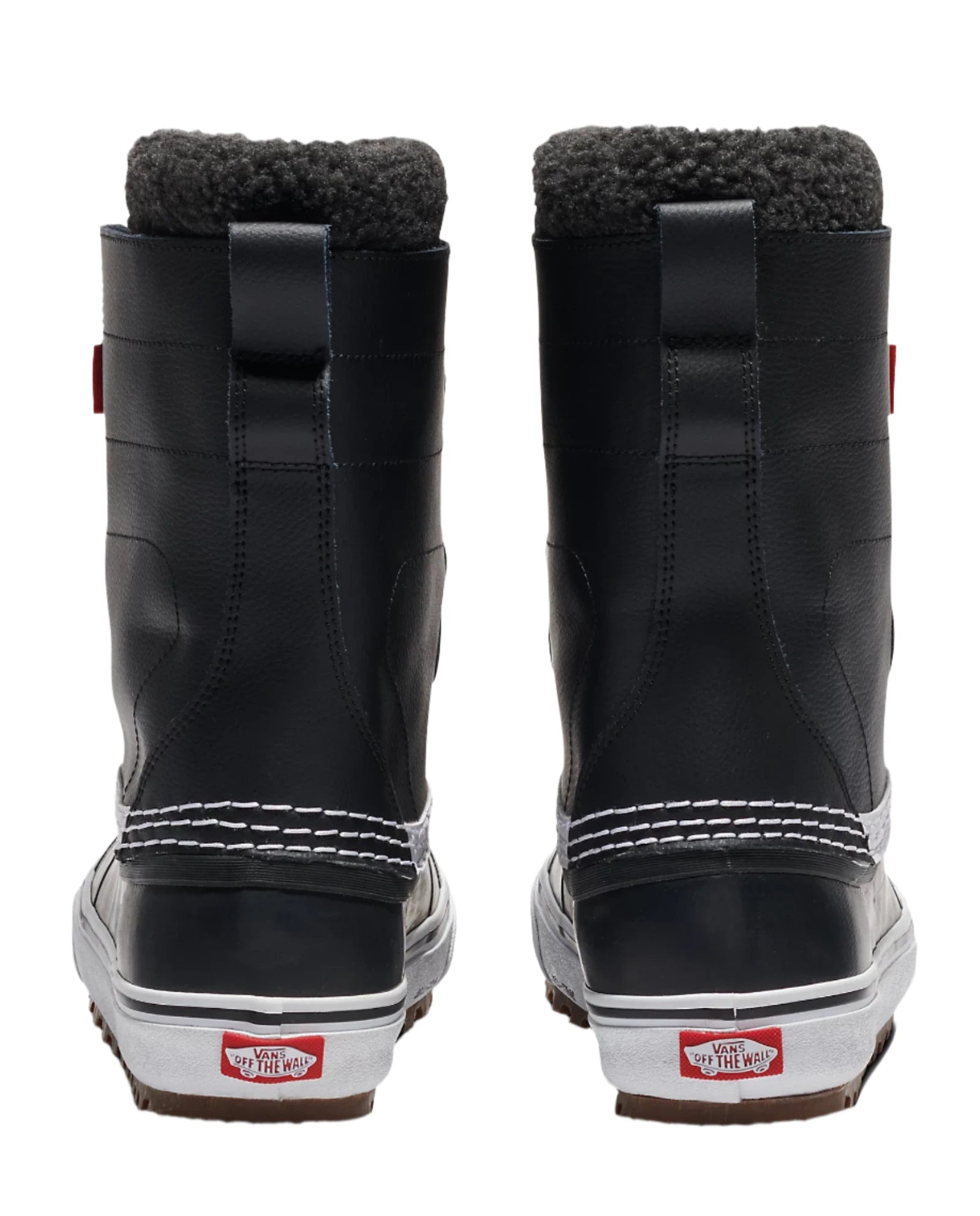 Vans MTE Standard Waterproof Boot 2025 - Black waterproof boots with white stitching and a thick, dark gray fleece lining at top.