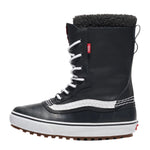 Vans MTE Standard Waterproof Boot 2025 - Black waterproof boots with white laces and a red logo on the side.