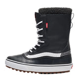 Vans MTE Standard Waterproof Boot 2025 - Black waterproof boots with white laces and a red logo on the side.