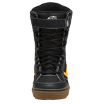 Vans Hi-Standard LL DX Snowboard Boot 2024 - Black snowboard boot with white stitching and a yellow logo on the side.