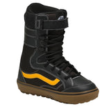 Vans Hi-Standard LL DX Snowboard Boot 2024 - Black snowboard boot with yellow stripe on side and white stitching.