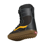 Vans Hi-Standard LL DX Snowboard Boot 2024 - Black snowboard boot with white stitching and yellow accents on the side.