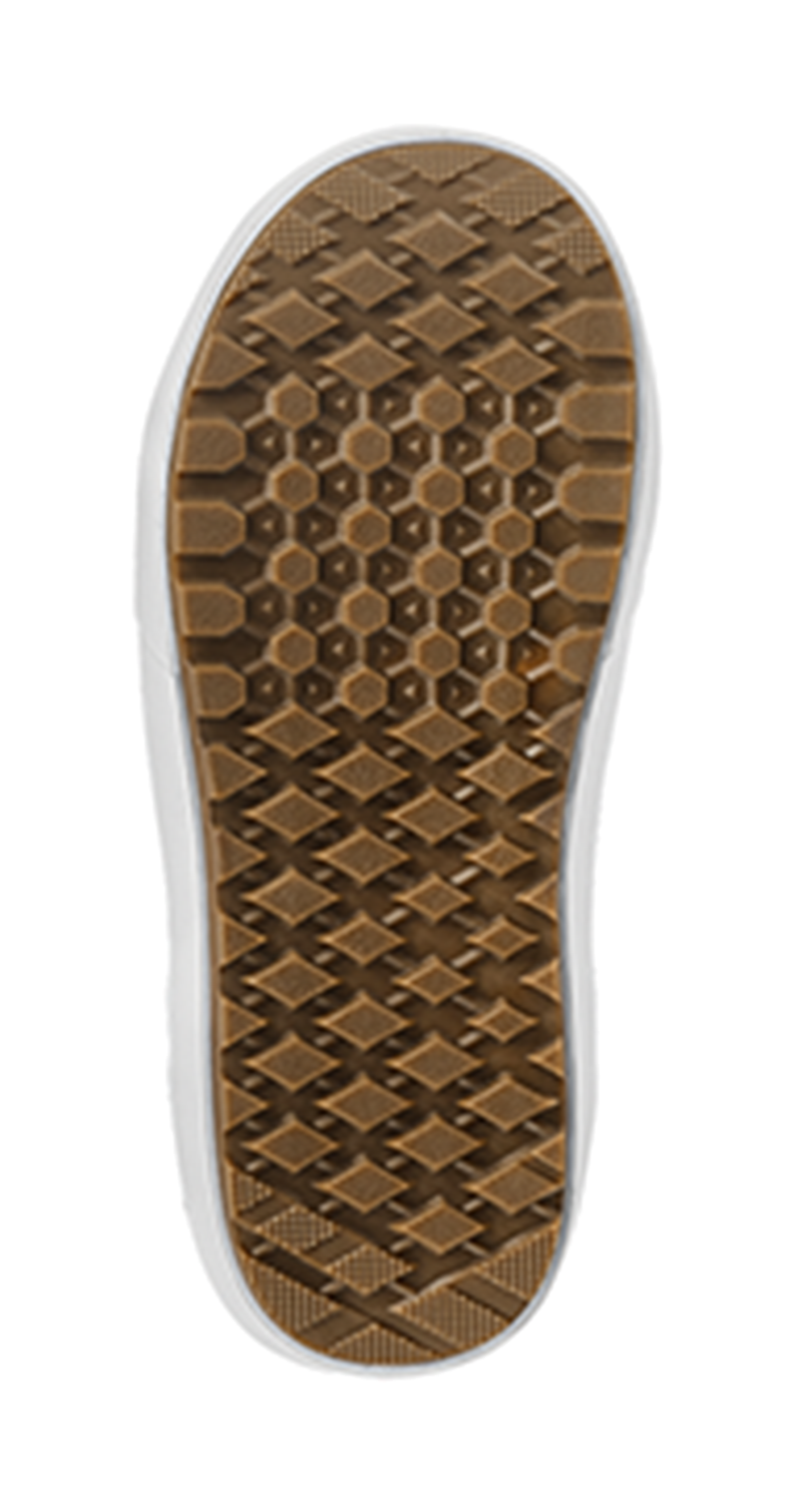 Vans Hi-Standard OG snowboard boots outsole, brown tread with diamond pattern