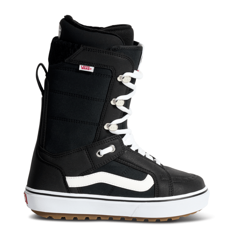 Vans black and white snowboard boot with lace-up and padded collar