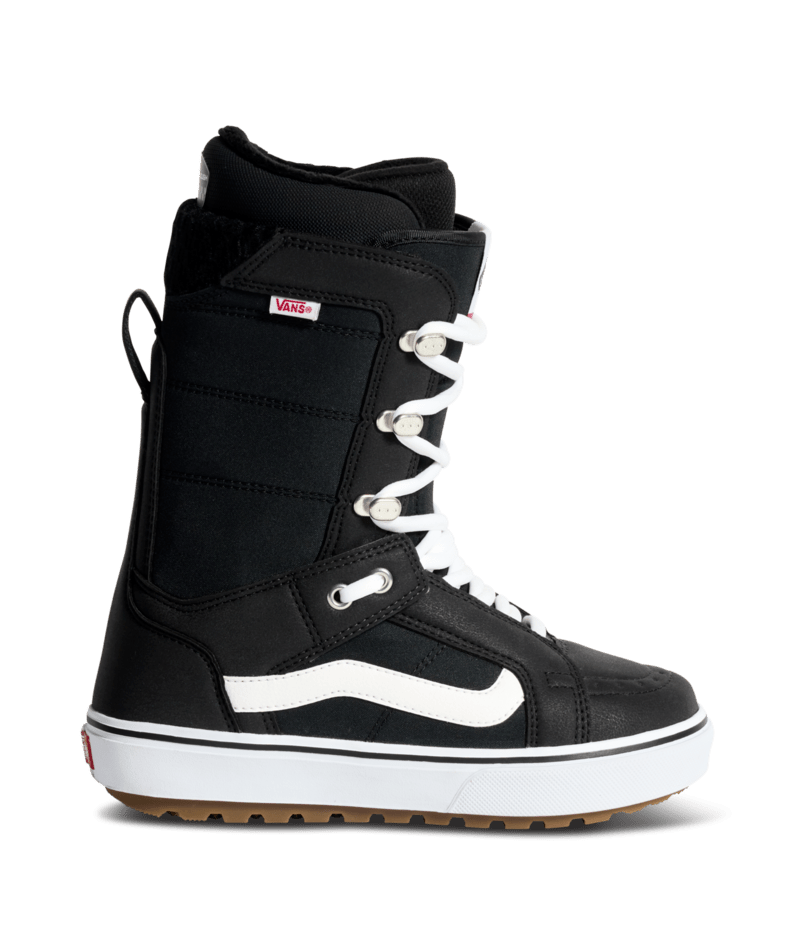 Vans black and white snowboard boot with lace-up and padded collar