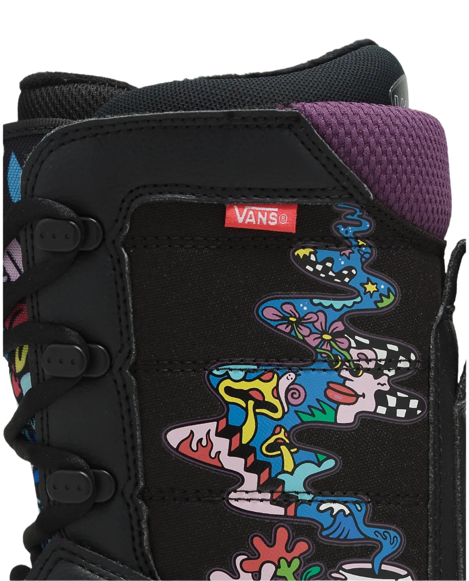 Vans Hi-Standard OG Snowboard Boot 2024 - Black snowboard boot with white logo on side and black laces.