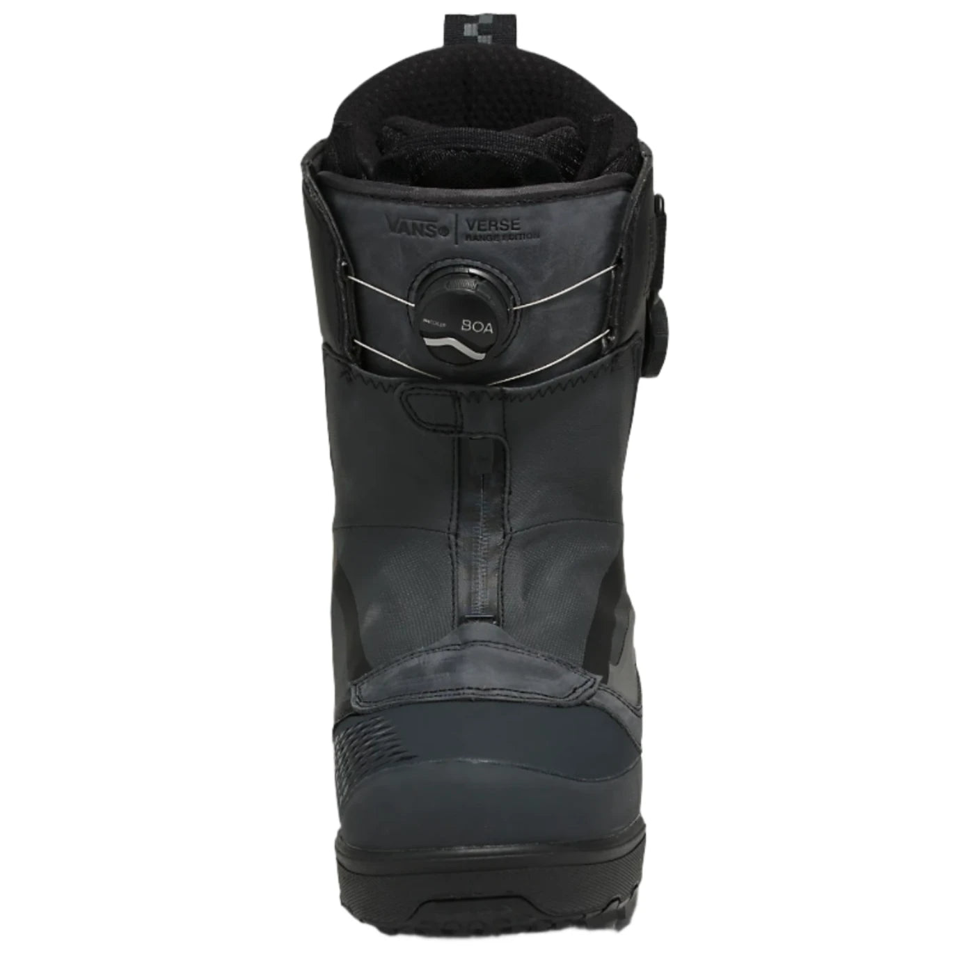 Vans Verse Range Edition x Blake Paul Snowboard Boot 2024 - A black snowboard boot with a textured rubber toe cap and white logo on the side.