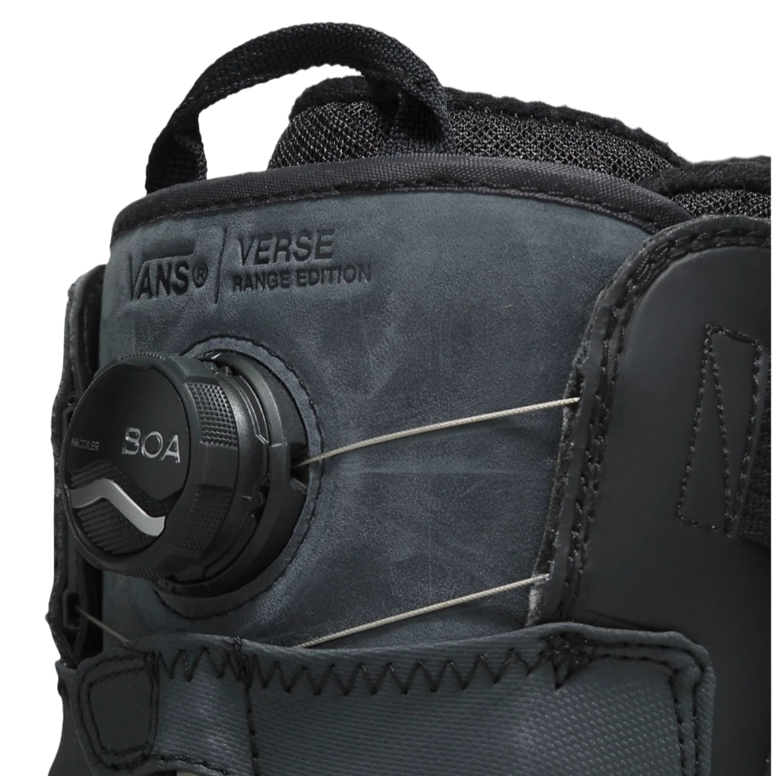 Vans Verse Range Edition x Blake Paul Snowboard Boot 2024 - A black snowboard boot with a textured, rubber-like material on the toe and heel areas.