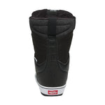 Vans Junior's Juvie Linerless Snowboard Boot 2025 - Black snowboard boot with white trim and logo on side.