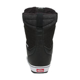 Vans Junior's Juvie Linerless Snowboard Boot 2025 - Black snowboard boot with white trim and logo on side.