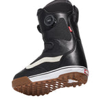 Vans Men's Aura Pro Snowboard Boot 2025 - Black snowboard boot with white stripe on side and brown sole.