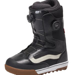 Vans Men's Aura Pro Snowboard Boot 2025 - Black snowboard boot with white accents and a brown sole.