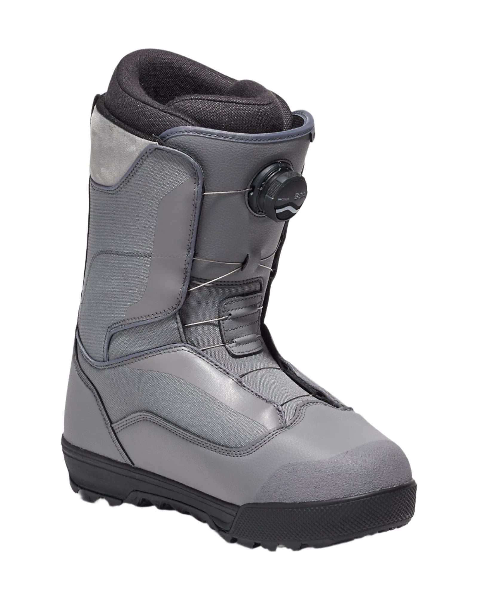 Vans Men's Aura Pro Snowboard Boot 2025 - A black snowboard boot with a white logo on the side and a silver buckle.