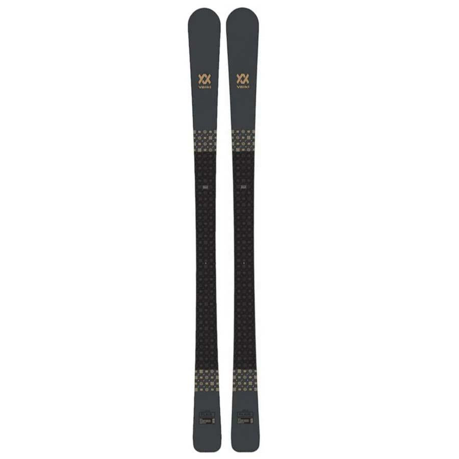 Volkl Women's Flair 7.2 FLAIR 7.2 SMU with Marker VMotion 10 GW Binding 2023 - A black ski with a white logo and text on the top of each ski.